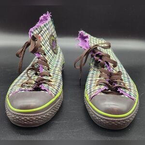 Rare Converse All Star Hi-Top Sneakers Green/Purple Mens 8, Womens 10 1/2